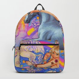 Riding Rainbows Backpack | Horse, Painting, Tattoos, Unicorn, Kitsch, Star, Carnival, Sky, Clouds, Surreal 
