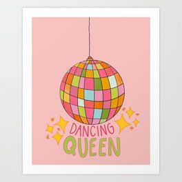 Disco girl dancing queen print  Art Print