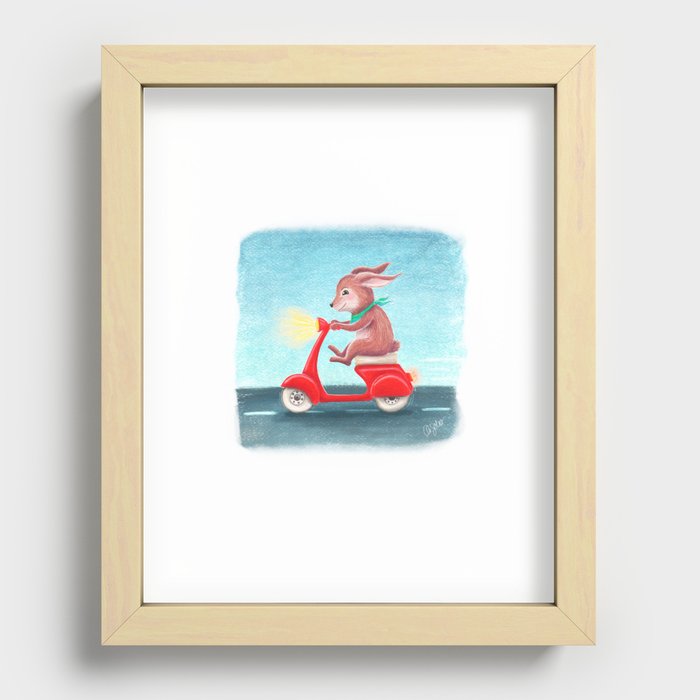 Racing Bunny Recessed Framed Print