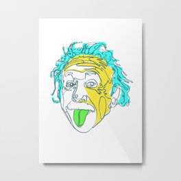 Einstein Line Art | Painting | Print | Poster | Albert Einstein Tongue Out Cartoon Metal Print