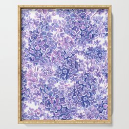 Violet watercolor lilac flowers  Serving Tray