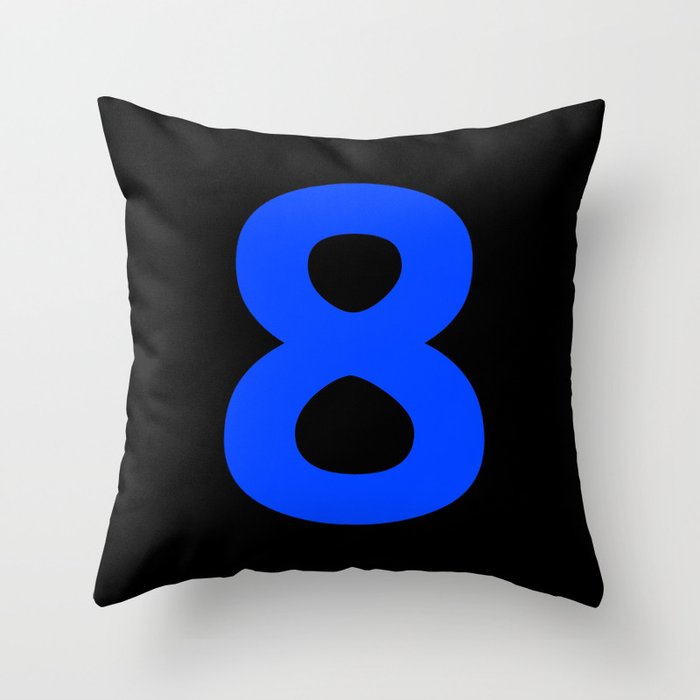 Number 8 (Blue & Black) Throw Pillow