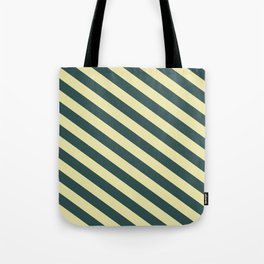 [ Thumbnail: Dark Slate Gray and Pale Goldenrod Colored Lines Pattern Tote Bag ]