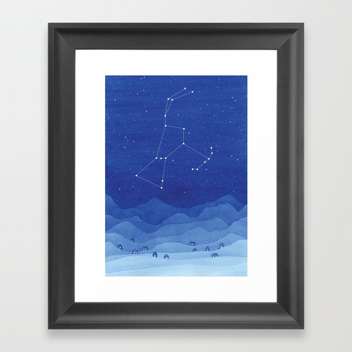 Orion Constellation, Mountains Framed Art Print