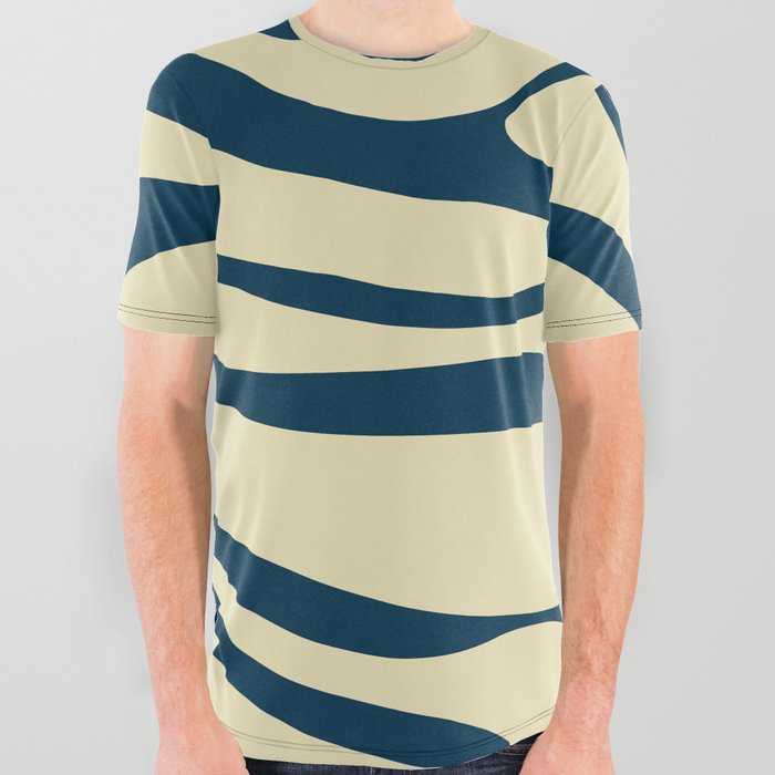 Retro Style Abstract Background - Navy and Champagne All Over Graphic Tee