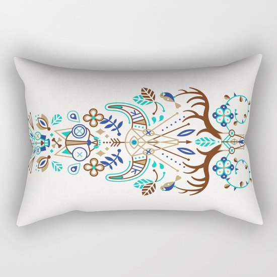 La Vie & La Mort – Turquoise and Brown Rectangular Pillow