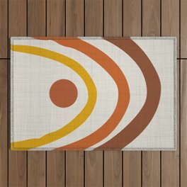 Bold Arches Curvature | Abstract Minimalist Fabric | Beige Warm Orange Terracotta Yellow Outdoor Rug