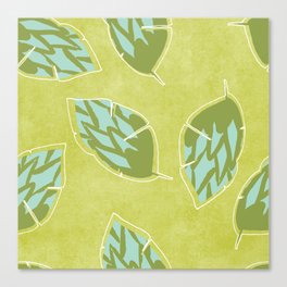 Grean Tea Leaves Pattern Canvas Print