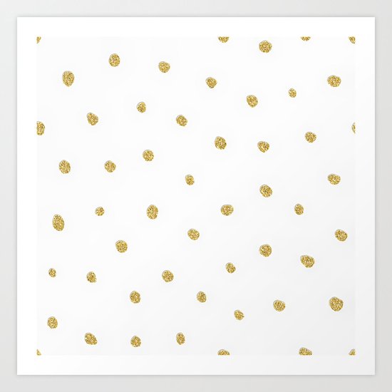 Golden touch I - Gold glitter small polkadots pattern- Confetti on #Society6 Art Print