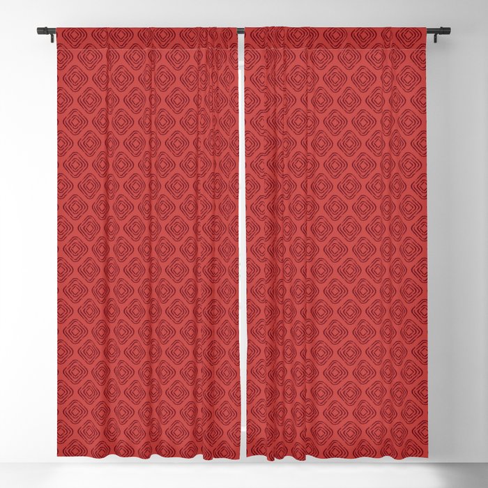 Harlequin Painted Diamond Grid Red Ruby Crimson Scarlet Blackout Curtain