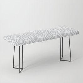 Art Deco Silver & White Circles Pattern Bench