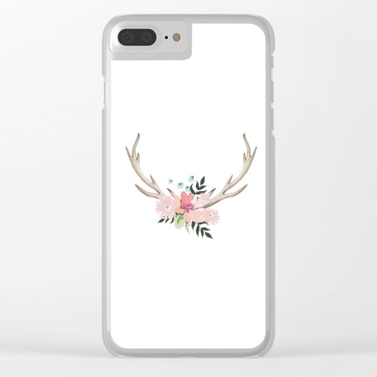 watercolor horns Clear iPhone Case