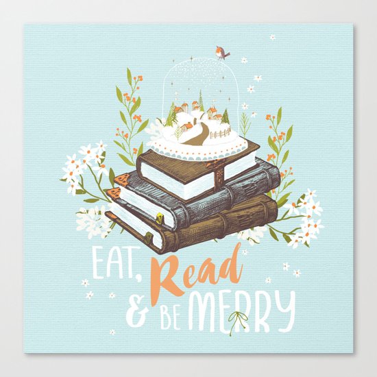 Eat, Read & Be Merry - Globe Canvas Print
