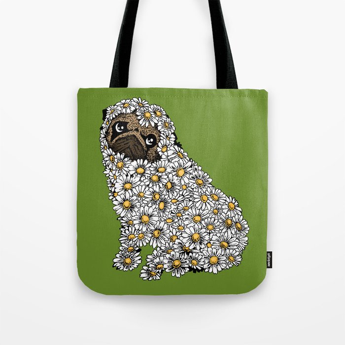 Pug Daisy Tote Bag