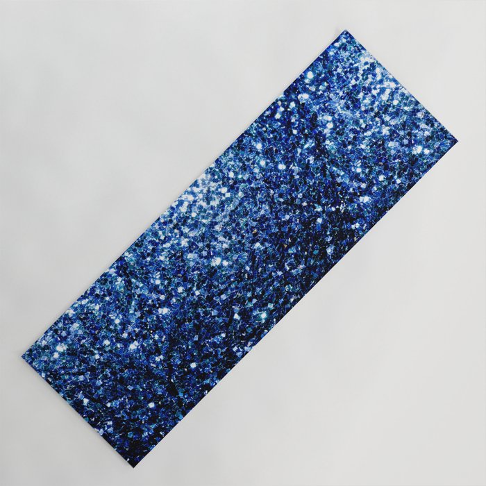 Dark Blue deep shiny faux glitter sparkles Yoga Mat