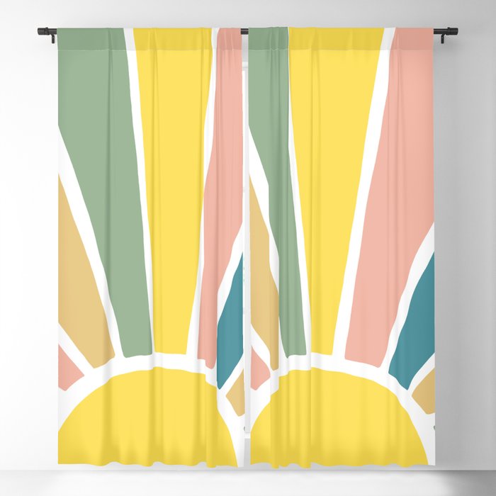 Retro Sun Ray Burst Blackout Curtain