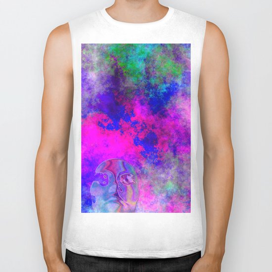 Abstract Space Face 3 Biker Tank