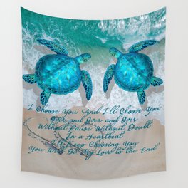 Sea Turtle Ocean Beach Couple's Love Quote Gift Wall Tapestry
