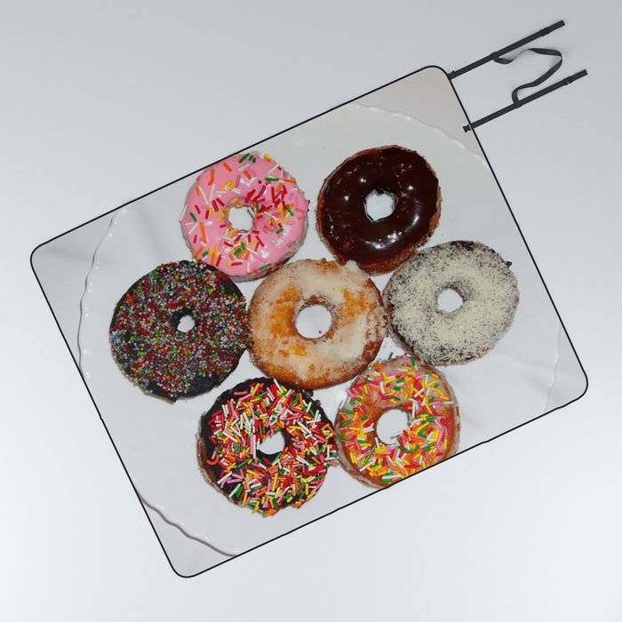 Homemade various dish of frosted donuts; can't eat just one kitchen and dining room home and wall decor Picnic Blanket