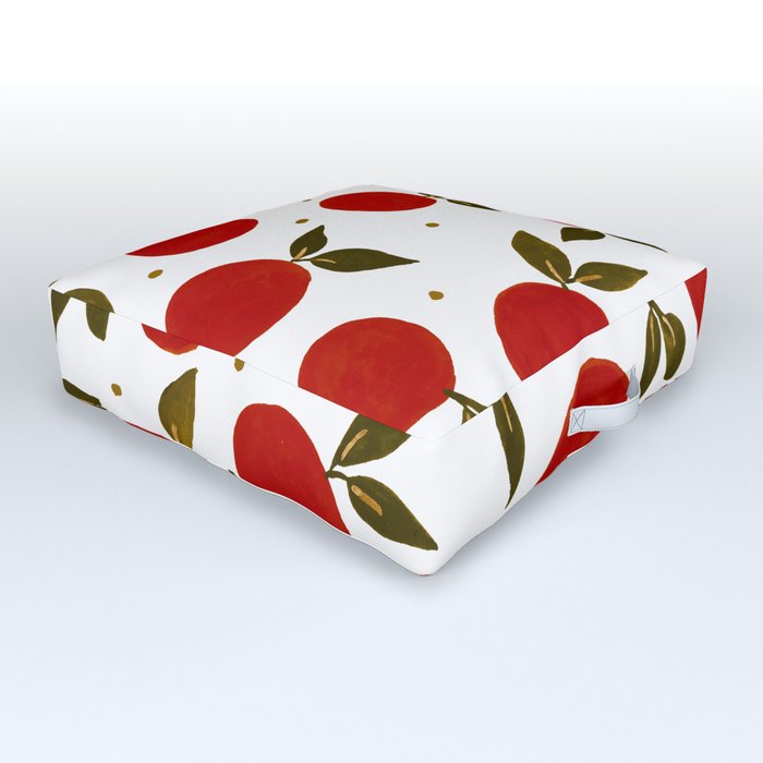 Tangerine pattern - red and olive Outdoor Floor Cushion