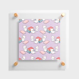 Cats and Books Pattern Floating Acrylic Print
