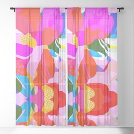 Abstract Florals I Sheer Curtain
