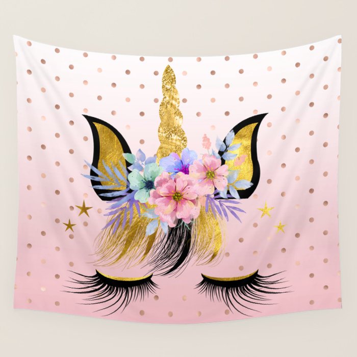 Floral Unicorn Wall Tapestry by Nicnak Society6