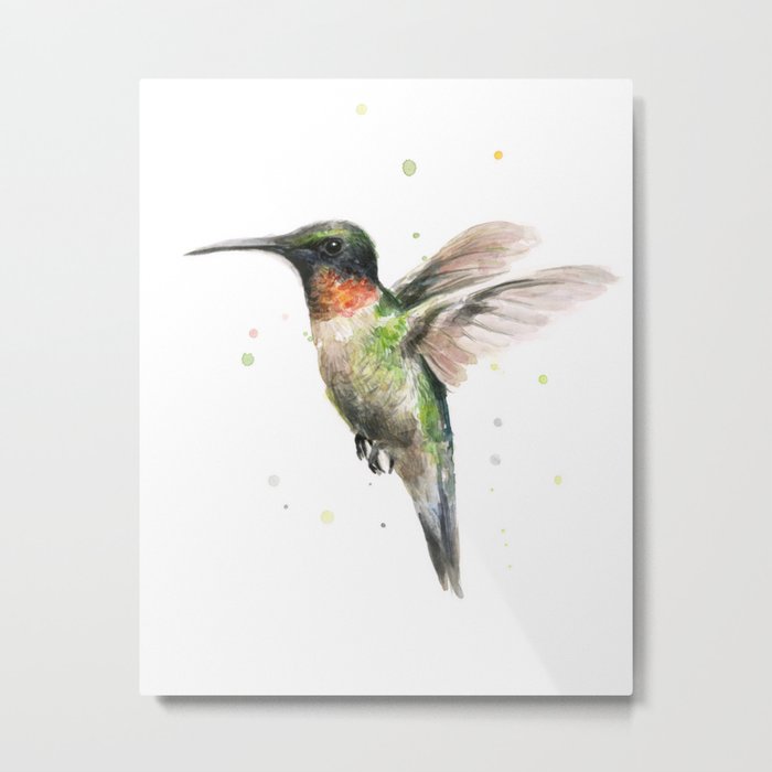 Hummingbird Watercolor Metal Print