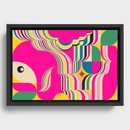 Pinky Groovy Girl and Landscape Framed Canvas