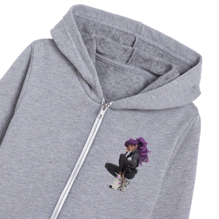 Purple haired sport girl Kids Zip Hoodie