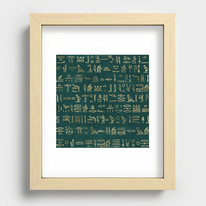 Ancient Egyptian Hieroglyphic-Hieratic - Gold & Green Recessed Framed Print