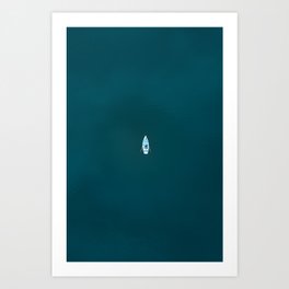 Minimalist Boat in blue Lake  Art Print
