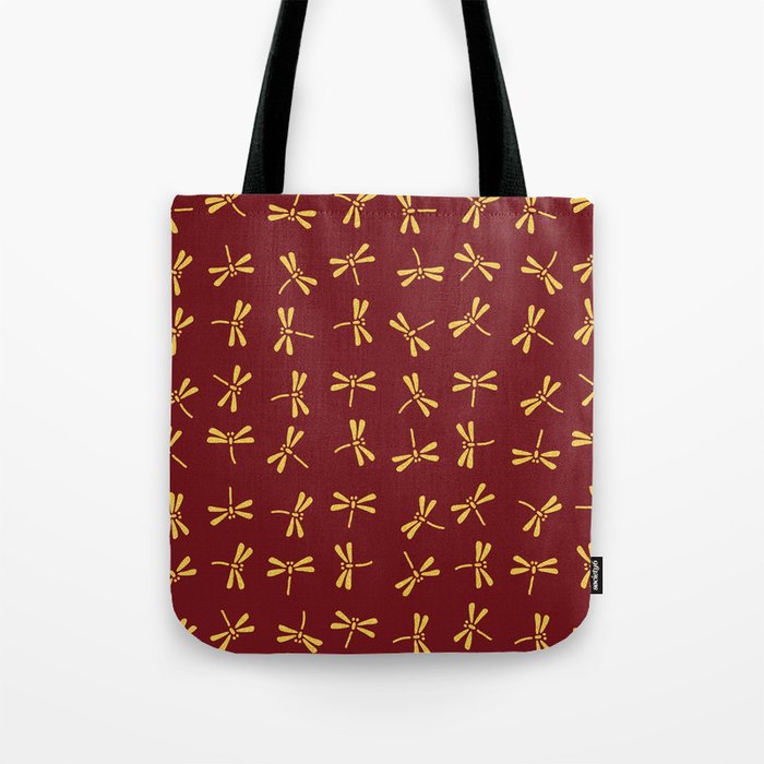 Japanese Dragonflies - Crimson and Gold Tote Bag