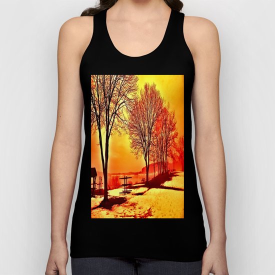 Winter Trees by the Lake Unisex Tank Top