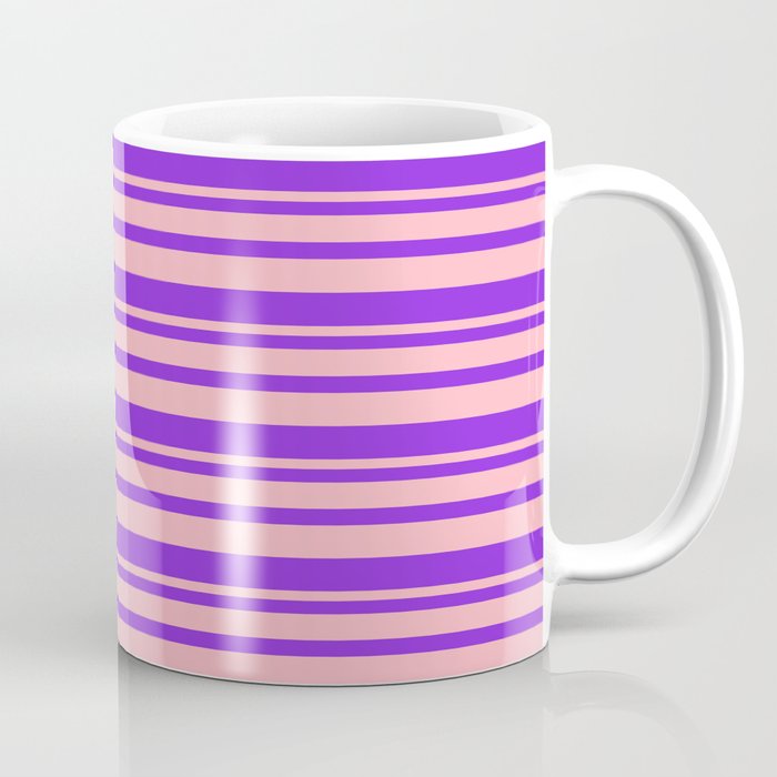 Purple & Light Pink Colored Stripes/Lines Pattern Coffee Mug