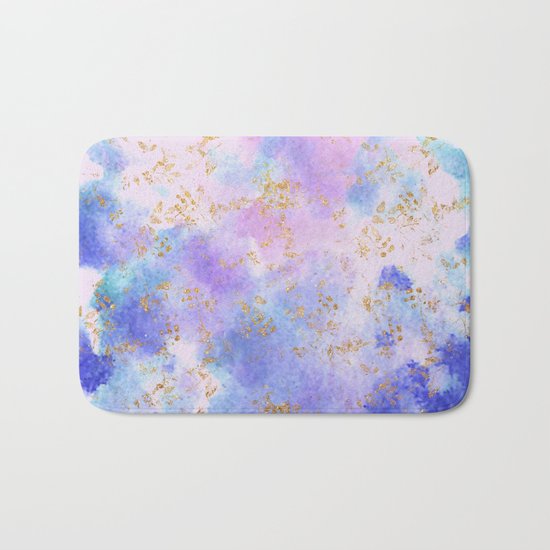 Lavender teal swirls gold Bath Mat