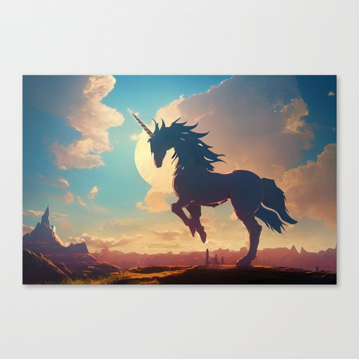 Unicorn Silhouette Landscape Canvas Print