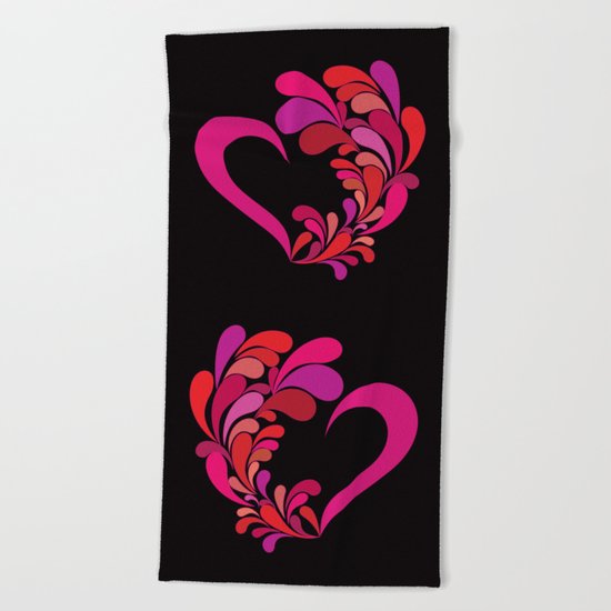 Colored heart Beach Towel