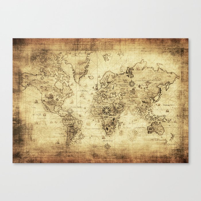 Old World Map Canvas Print By Foxxmap Society6