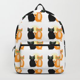 Halloween Kitty Gemini  Backpack | Mystical, Graphite, Gemini, Black And Orange, Cute, Twins, Cat, Black, Digital, Cats 