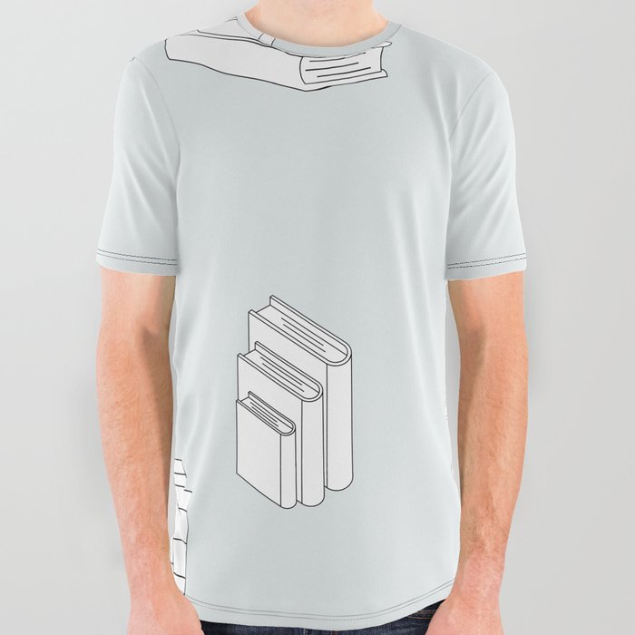 Stack of Books Flat Design Seamless Pattern All Over Graphic Tee