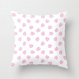 Hot Pink Tropical Leaf Silhouette Seamless Pattern Throw Pillow