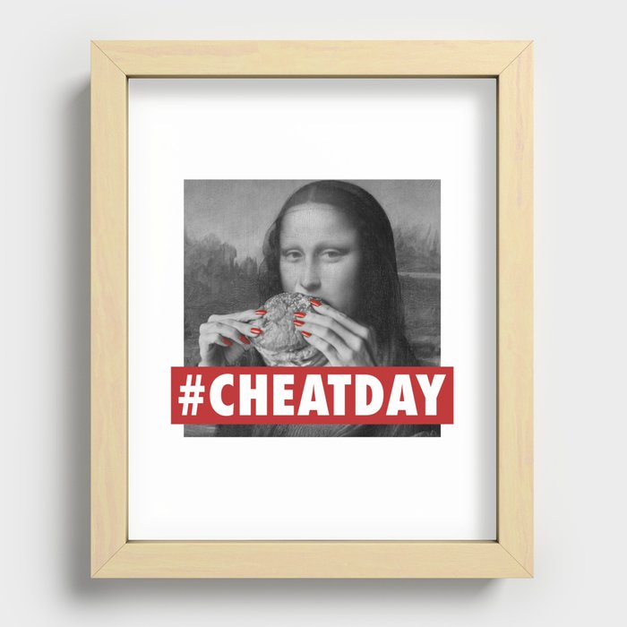 Mona Lisa #CHEATDAY Recessed Framed Print