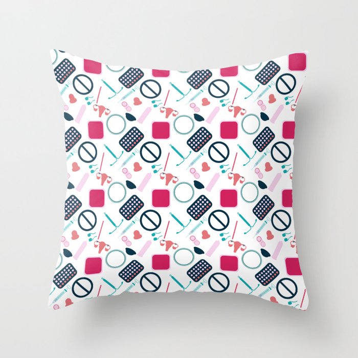 Contraception Pattern Throw Pillow