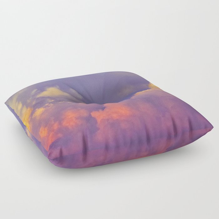 Purple Pastel Clouds Fluffy Cotton Candy Whimsical Fairytale Sky Floor Pillow