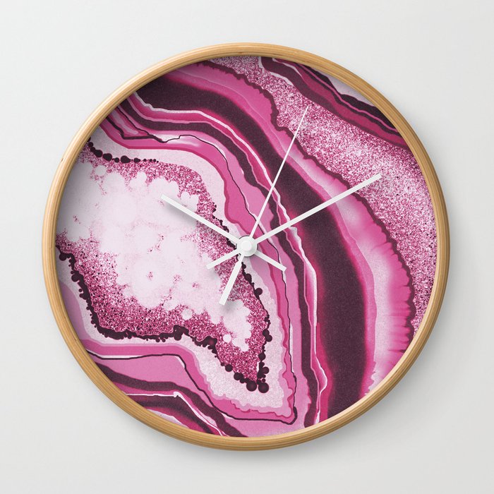 Pink Agate Geode Gemstone Wall Clock By Tanjica Society6