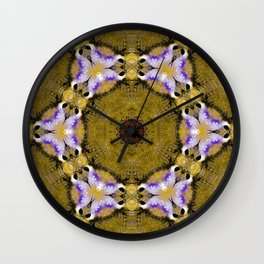 Purple, Gold with Orange Kaleidoscope Design Pattern Wall Clock