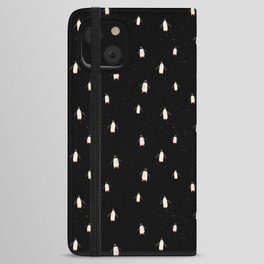 Penguin pattern on Black background iPhone Wallet Case