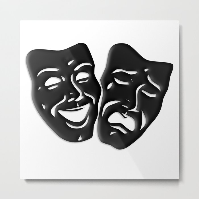 Theater Masks of Comedy and Tragedy Metal Print by Leatherwood Design