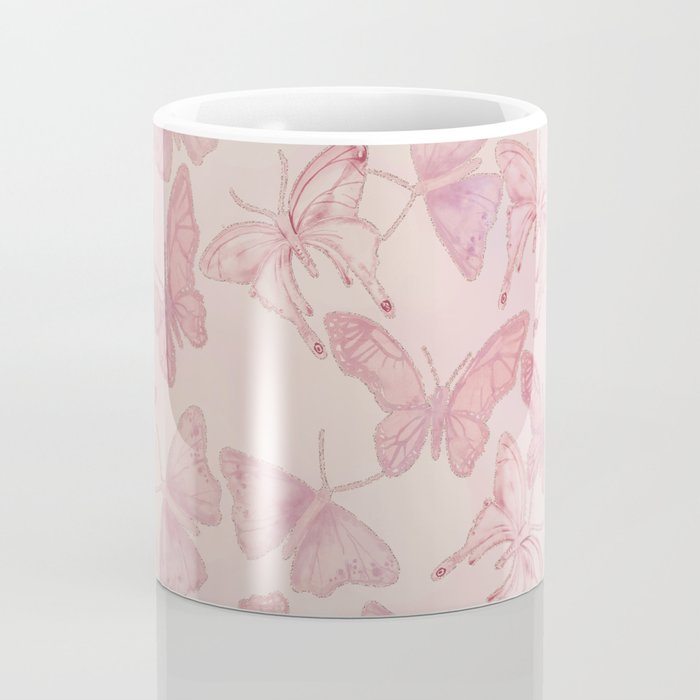 Small Ceramic Mug Pink Butterfly Mug
